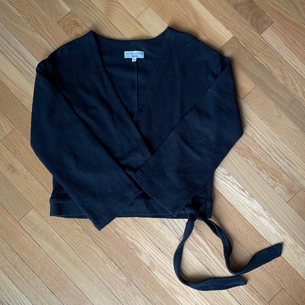 Madewell Texture & Thread Black Wrap Top